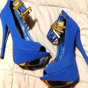 Blue Platform Heels